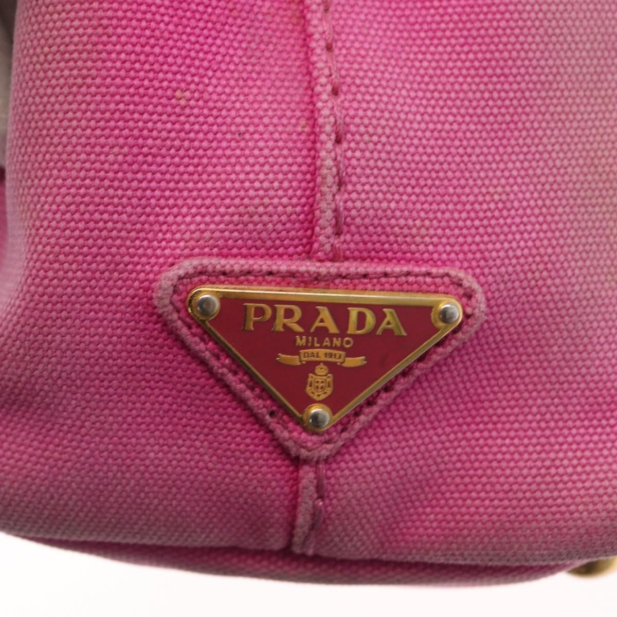 Prada PRADA Canapa PM Hand Bag Canvas 2way Pink Gold Authentic 162515