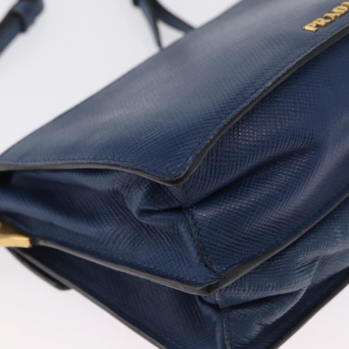 Prada PRADA Hand Bag Safiano leather 2way Blue Gold Authentic 163032
