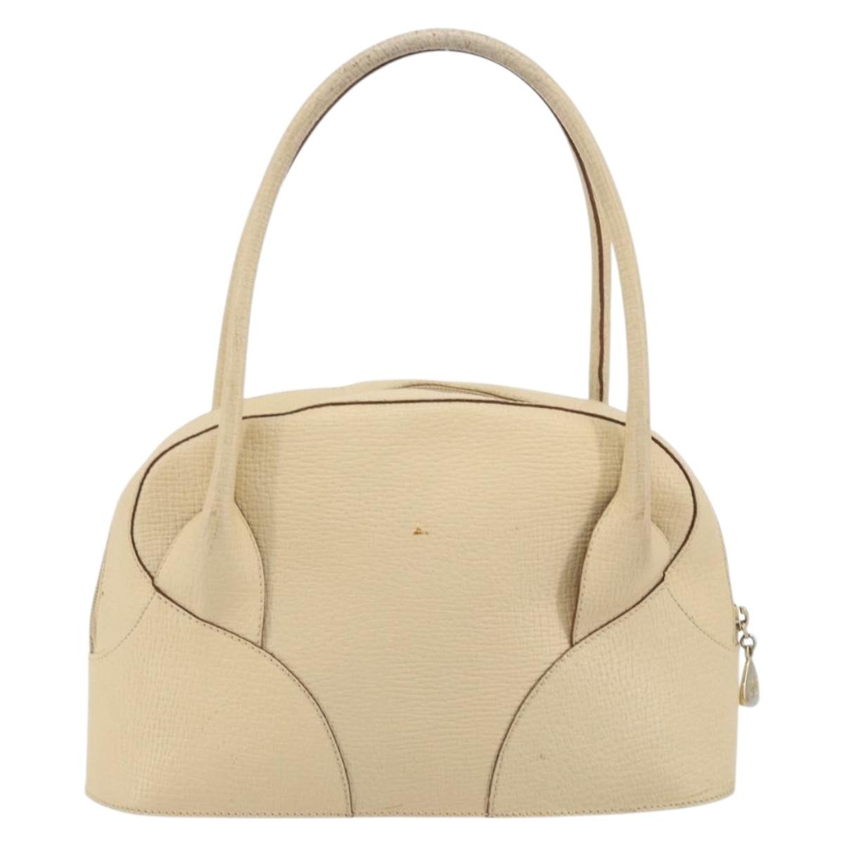 Loewe LOEWE Hand Bag Leather Ivory Gold Authentic 175195