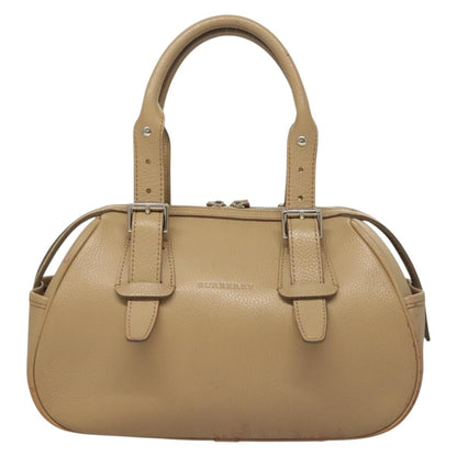 Burberry BURBERRY Hand Bag Leather Beige Silver Authentic ep9861