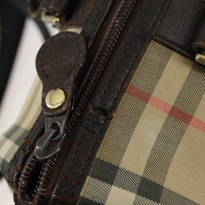 Burberry BURBERRY Nova Check Boston Bag Canvas Leather 2 Set Beige Authentic bs31977