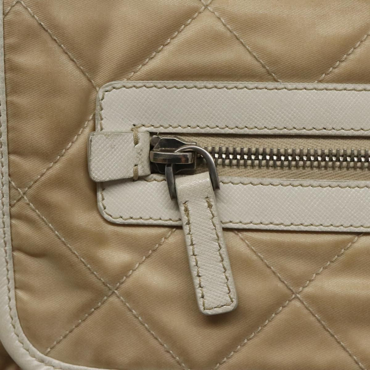 Prada PRADA Shoulder Bag Nylon Beige Silver Authentic 103773