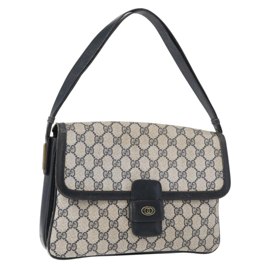 Gucci GUCCI GG Supreme Shoulder Bag PVC Navy Gold Authentic 172288