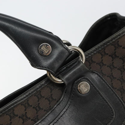 Celine CELINE Macadam Canvas Boogie Hand Bag Dark Brown Black Silver Authentic ti3458