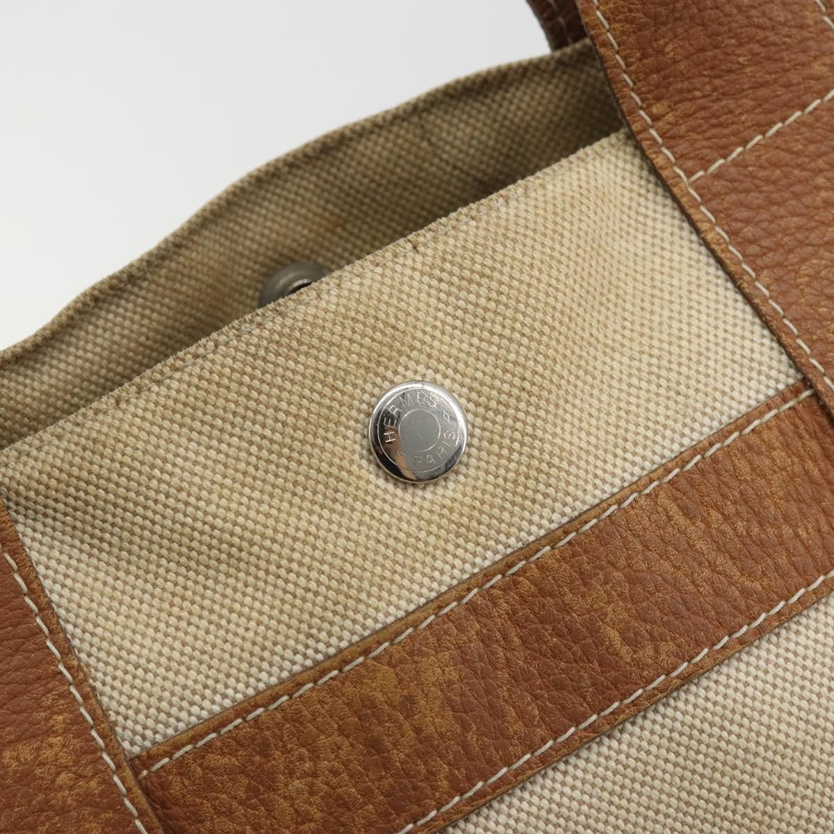 Hermès Hermès HERMES Sac Arne MM Hand Bag Canvas Beige Silver Authentic bs34423