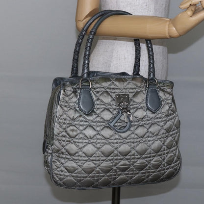 Dior Christian Dior Canage Hand Bag Nylon Gray Silver Authentic 147959