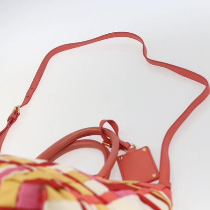 Prada PRADA Hand Bag Nylon 2way Red Gold Authentic 164691