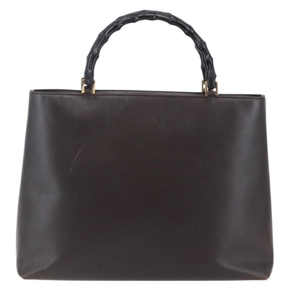 Gucci GUCCI Bamboo Hand Bag Leather Dark Brown Gold 002 1998 0507 Authentic ep11424
