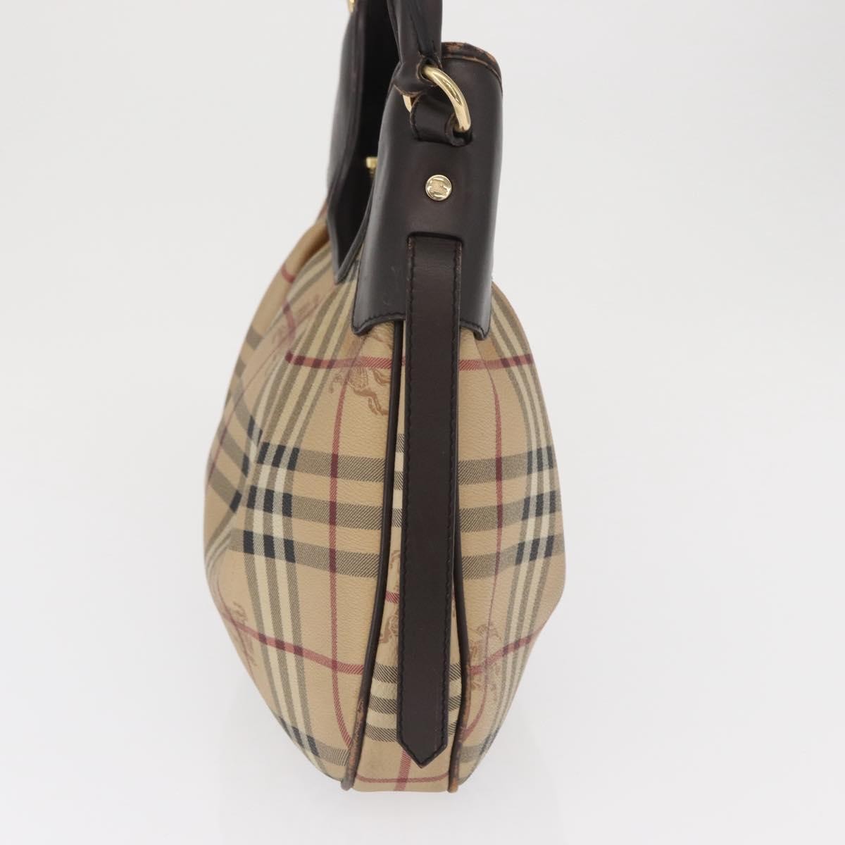 Burberry BURBERRY Nova Check Shoulder Bag PVC Beige Gold Authentic 165209