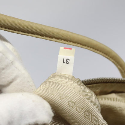 Prada PRADA Hand Bag Nylon Beige Silver Authentic EC680