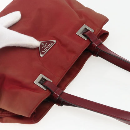 Prada PRADA Hand Bag Nylon Red Silver Authentic 170383