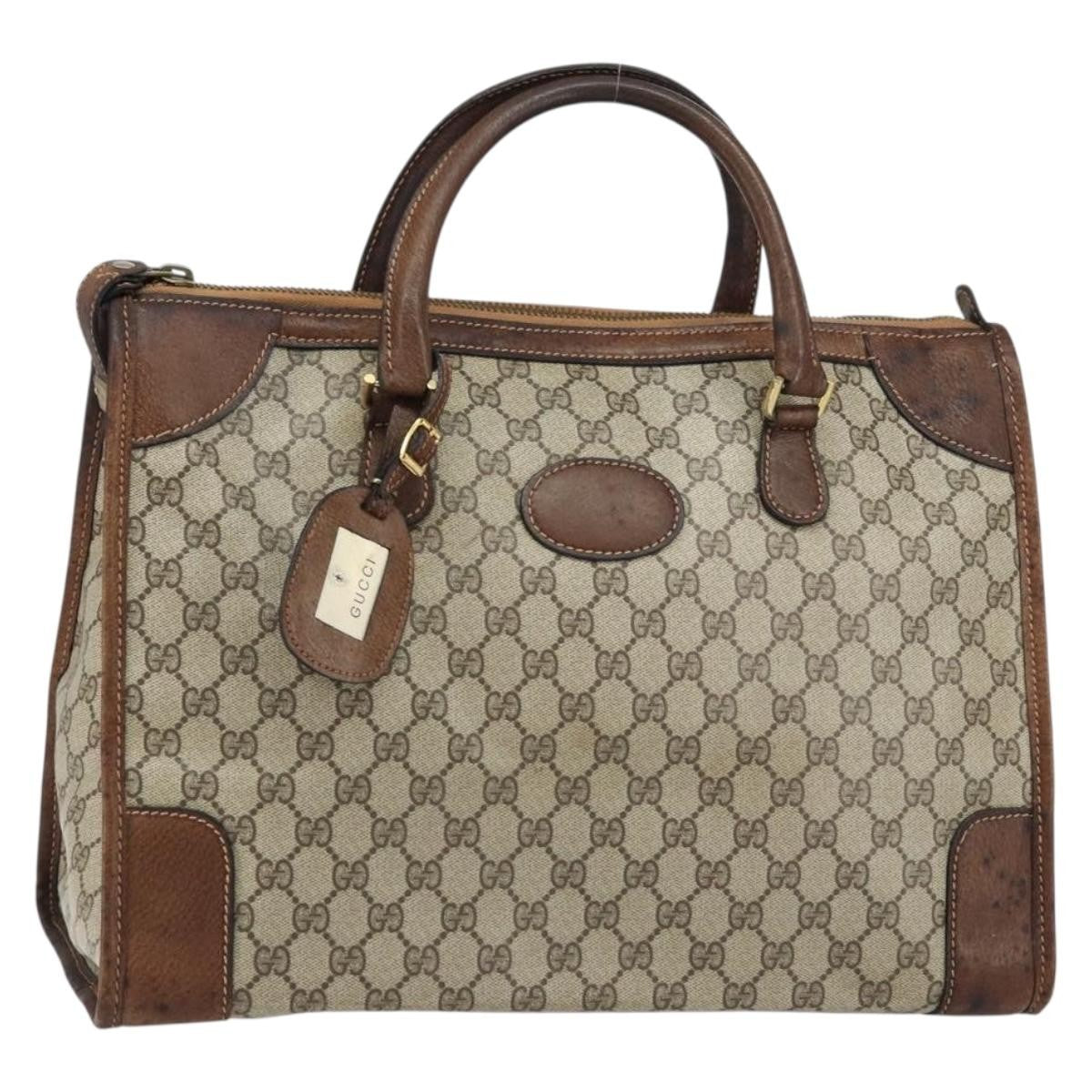 Gucci GUCCI GG Supreme Boston Bag PVC Old Gucci Beige Gold Authentic 158499