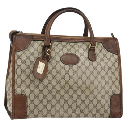Gucci GUCCI GG Supreme Boston Bag PVC Old Gucci Beige Gold Authentic 158499
