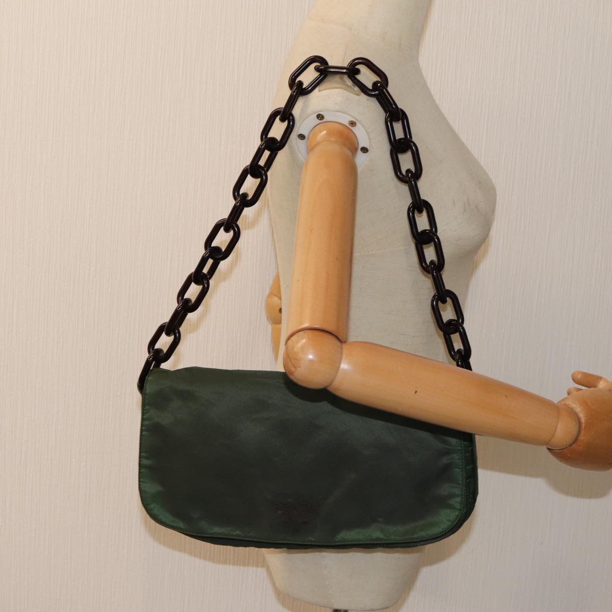 Prada PRADA Chain Shoulder Bag Nylon Green Authentic 82275