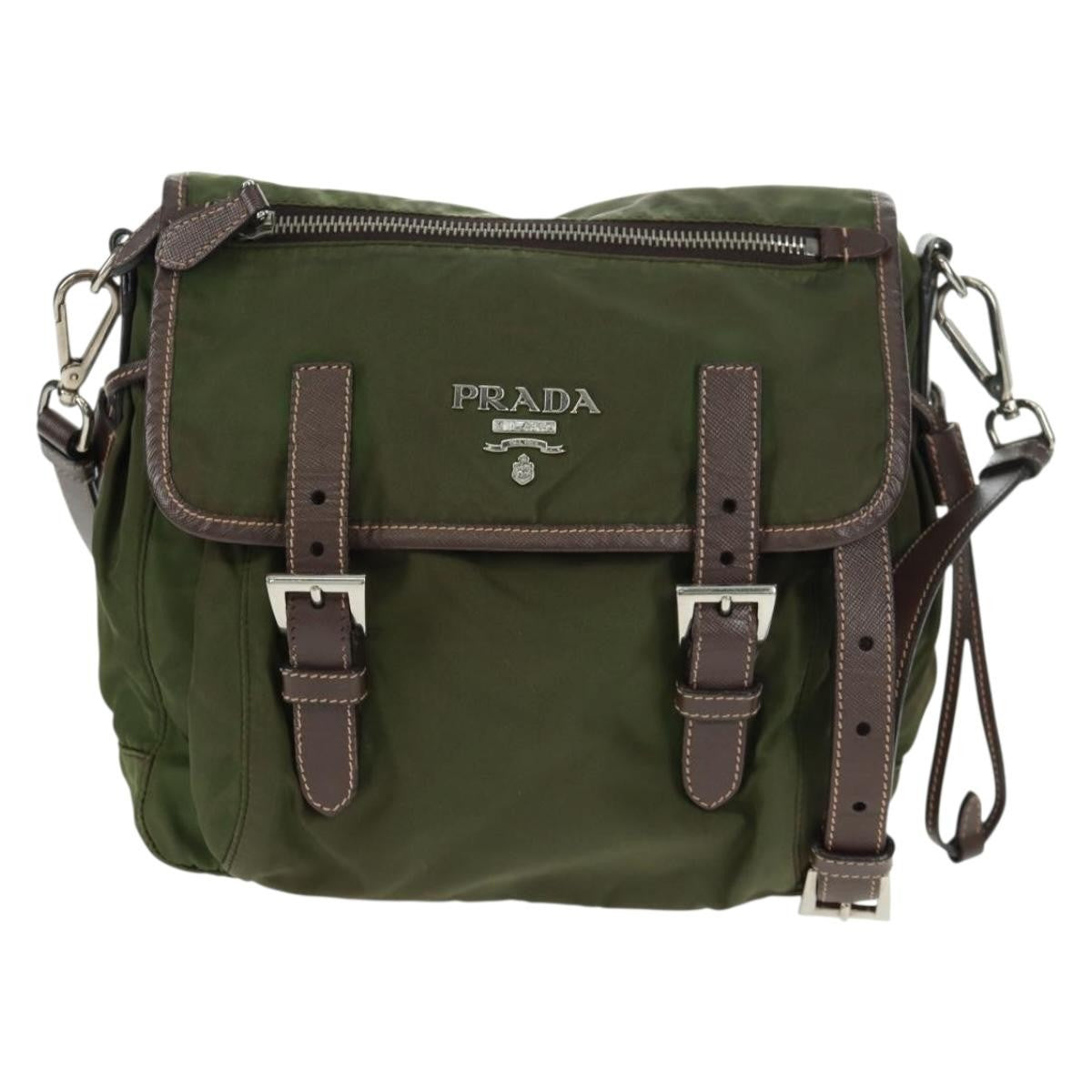 Prada PRADA Shoulder Bag Nylon Green Silver Authentic 161408