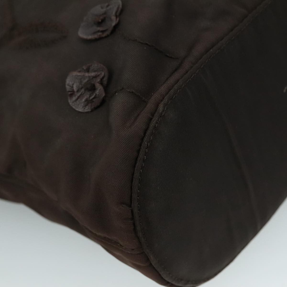 Prada PRADA Hand Bag Nylon Brown Silver Authentic bs20899