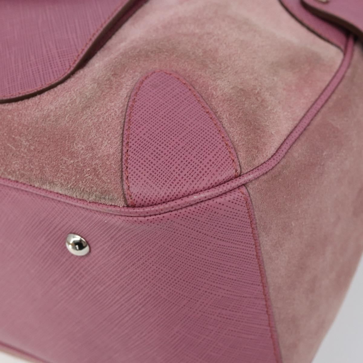 Salvatore Ferragamo Salvatore Ferragamo Gancini Hand Bag Suede Leather Pink Silver Authentic bs30801