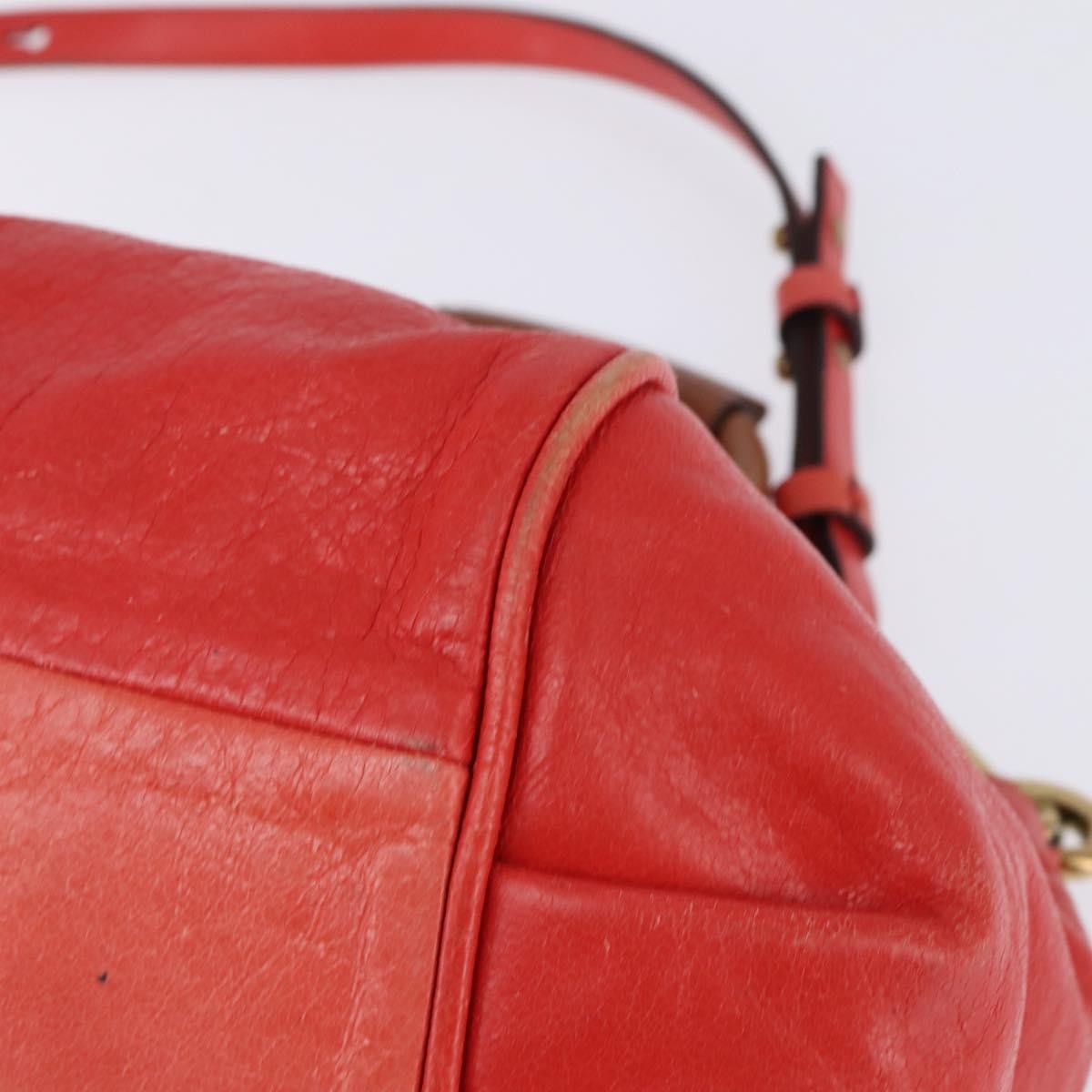 Chloé Chloé Chloe Etel Hand Bag Leather 2way Red Gold Authentic th6324