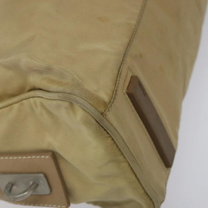 Prada PRADA Hand Bag Nylon Beige Silver Authentic EC680