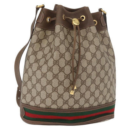 Gucci GUCCI GG Supreme Web Sherry Line Bag PVC Beige Gold 41 02 085 Authentic BA12841