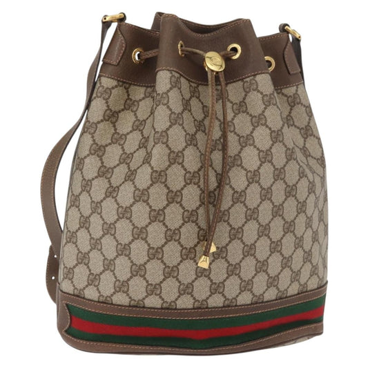 Gucci GUCCI GG Supreme Web Sherry Line Bag PVC Beige Gold 41 02 085 Authentic BA12841