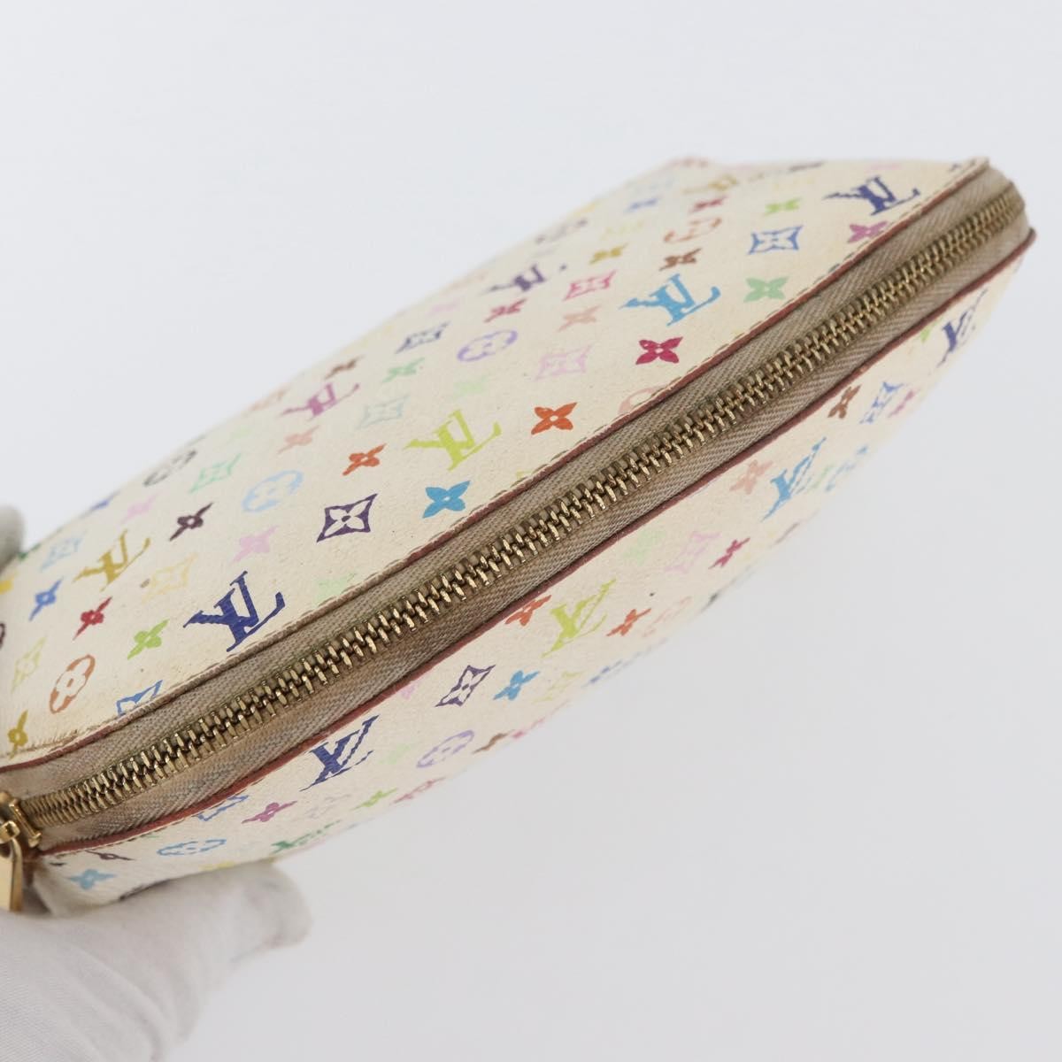 Louis Vuitton LOUIS VUITTON Multicolor Pochette Cosmetic PM Pouch White M47354 LV Authentic LNZ961 Bag
