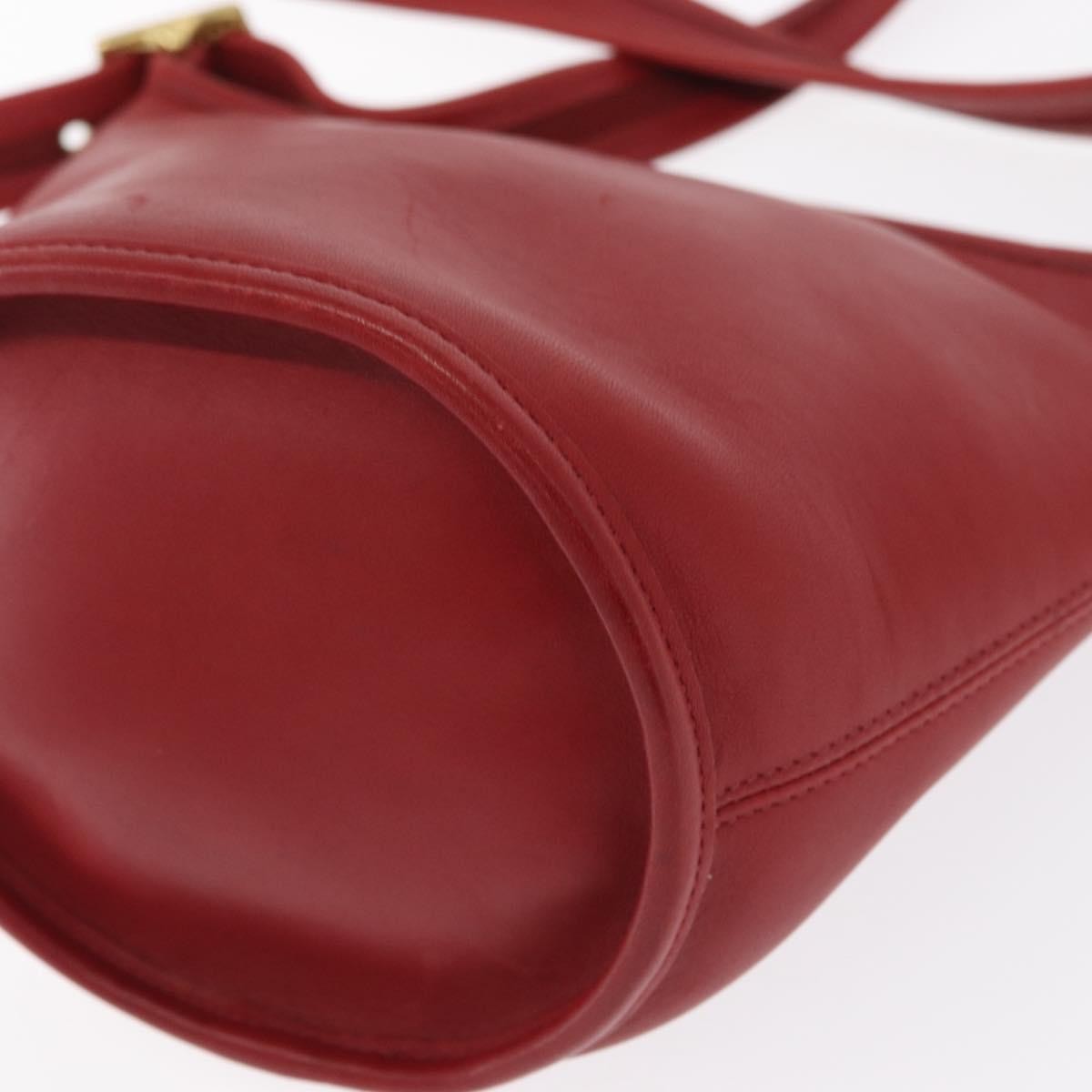 Coach Coach Shoulder Bag Leather Red Gold Authentic 162414