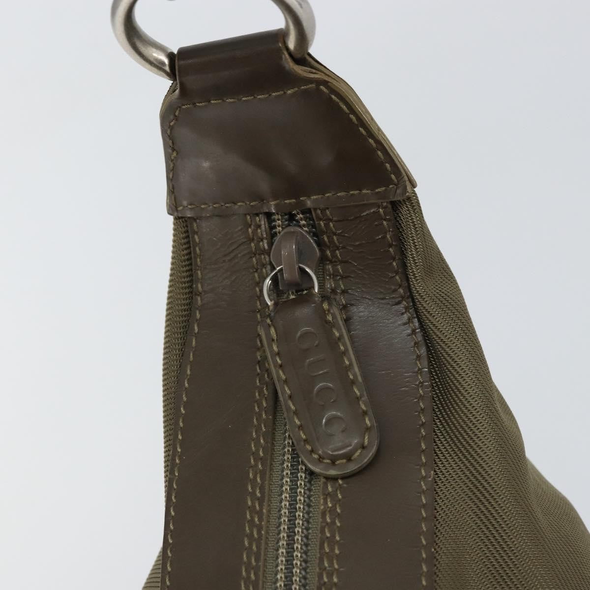 Gucci GUCCI Bamboo Shoulder Bag Nylon Khaki Silver 000 0531 Authentic ep12494