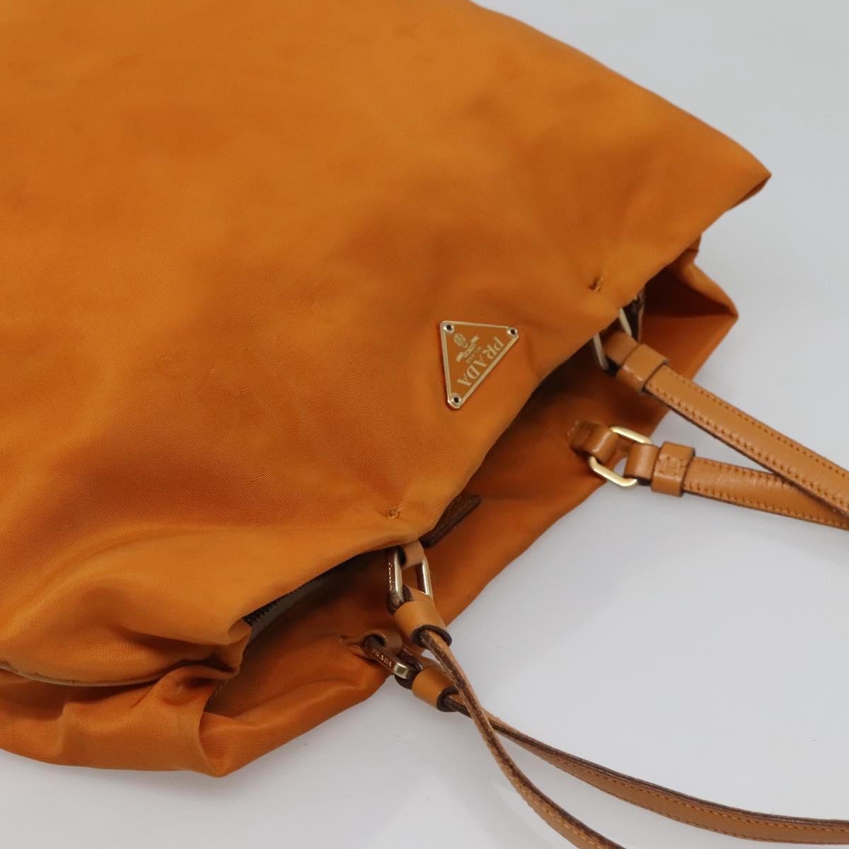 Prada PRADA Shoulder Bag Nylon Orange Gold Authentic EC663