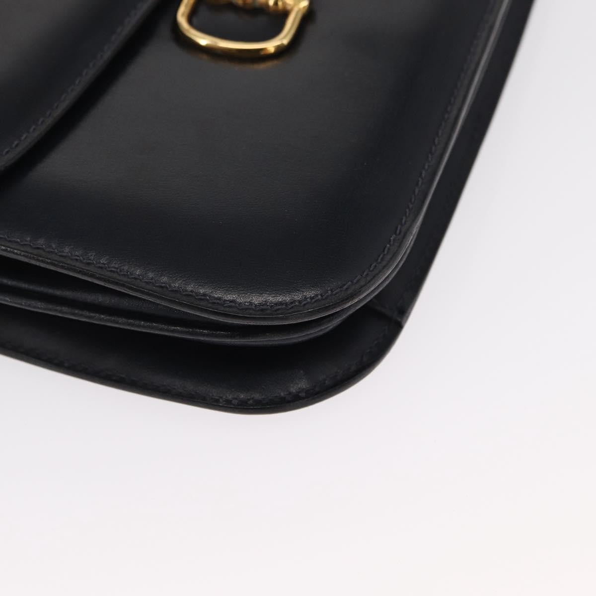 Celine CELINE Horse Carriage Shoulder Bag Leather Navy Gold Authentic 162409