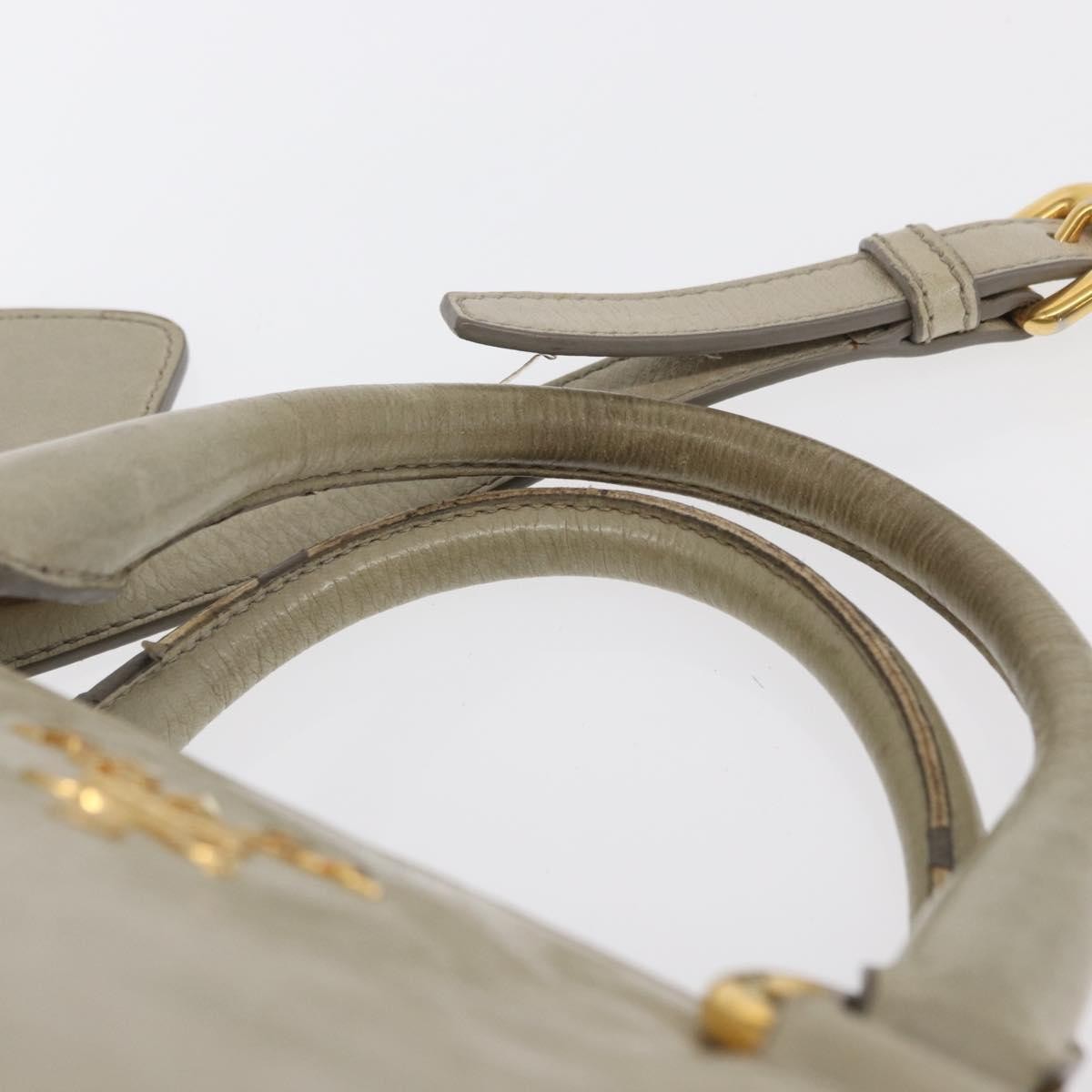 Prada PRADA Hand Bag Leather 2way Beige Gold Authentic ka1369