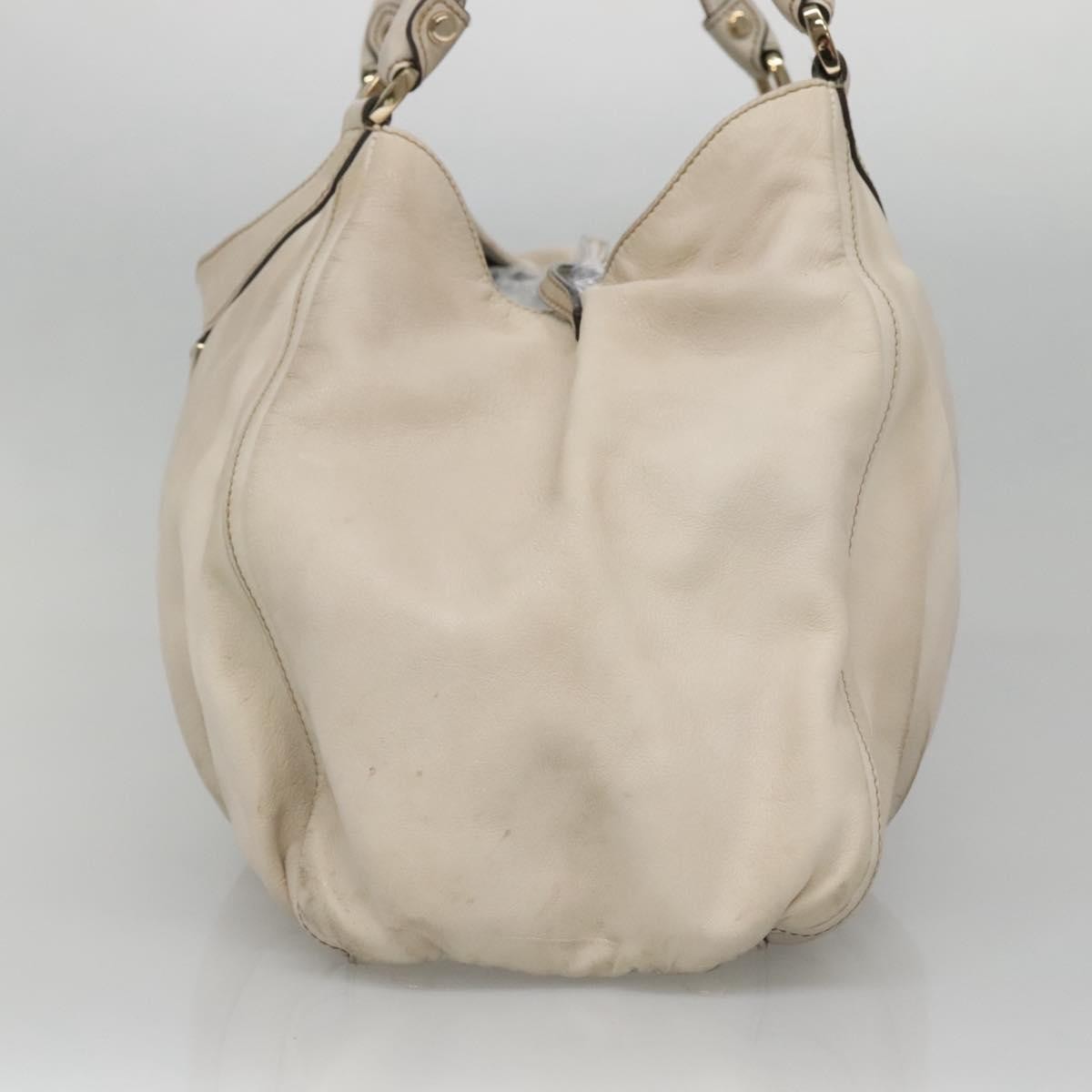 Gucci GUCCI Tote Bag Leather Ivory Gold 189835 Authentic 135191
