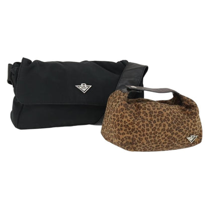 BOTTEGAVENETA BOTTEGAVENETA BOTTEGA VENETA Hand Bag Nylon 2 Set Black Brown Authentic bs32350