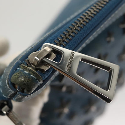 Jimmy Choo Jimmy Choo Studs Clutch Bag Leather Blue Silver Authentic BA2456