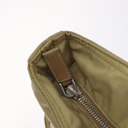 Prada PRADA Tote Bag Nylon Leather Beige Silver Authentic 129939