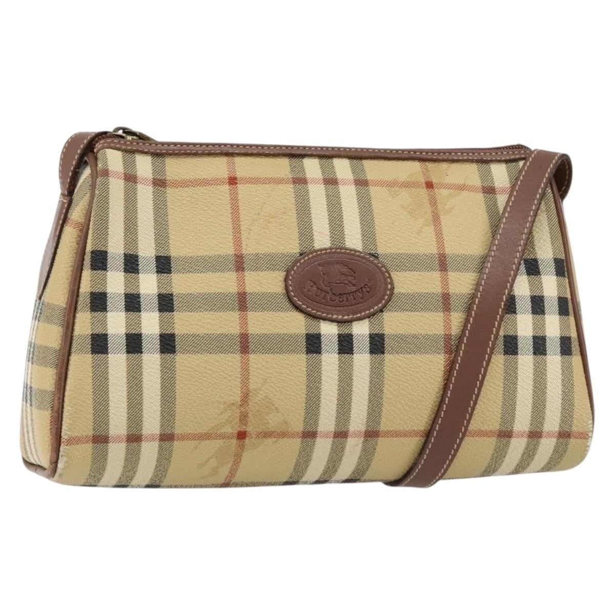 Burberrys Burberrys Nova Check Shoulder Bag PVC Beige Gold Authentic ka004