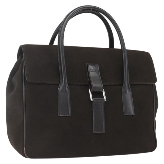 Gucci GUCCI Hand Bag Suede Brown Silver 000 0844 Authentic 166700