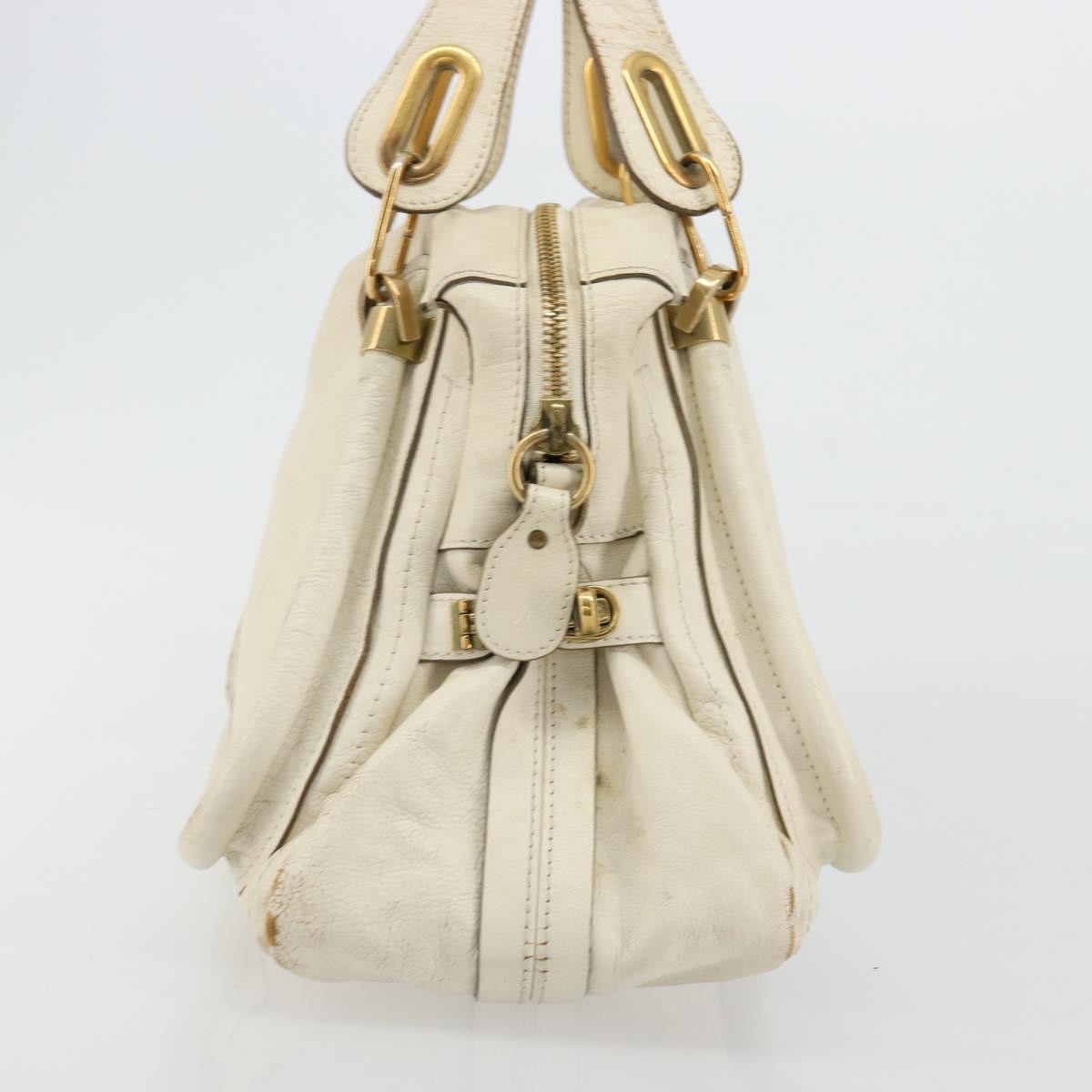 Chloé Chloé Chloe Paraty Hand Bag Leather White Gold Authentic 177544