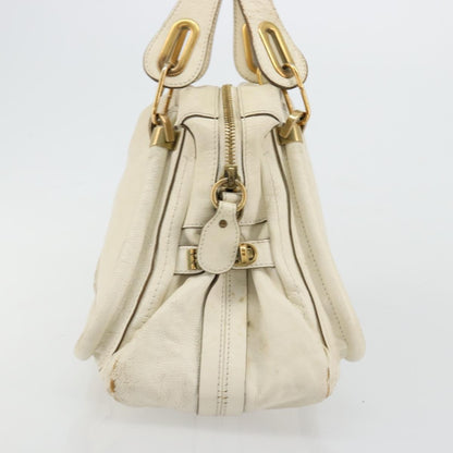 Chloé Chloé Chloe Paraty Hand Bag Leather White Gold Authentic 177544