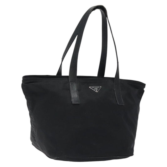 Prada PRADA Hand Bag Nylon Black Silver Authentic 118193