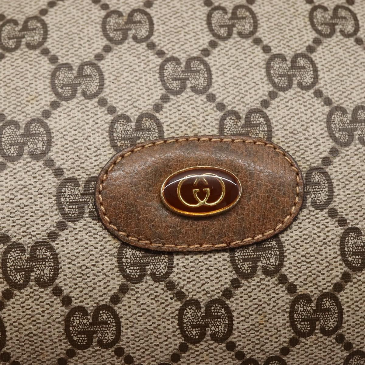 Gucci GUCCI GG Supreme Hand Bag PVC Beige Gold Authentic 150024