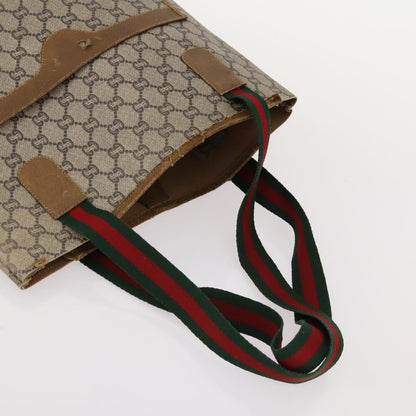 Gucci GUCCI GG Plus Supreme Web Sherry Line Tote Bag PVC 3 Set Beige Red Authentic BSZ437