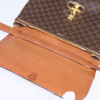 Celine CELINE Macadam Canvas Shoulder Bag PVC Leather Brown Gold Authentic 128916