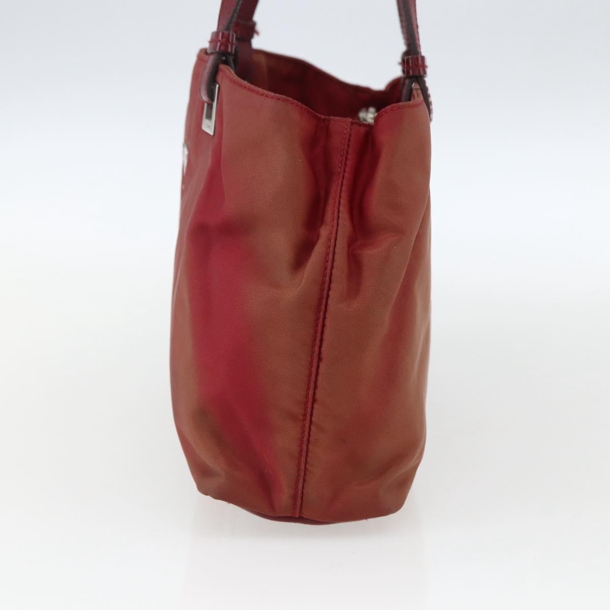 Prada PRADA Hand Bag Nylon Red Silver Authentic 170383
