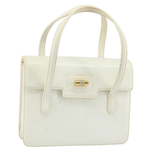 Gucci GUCCI Hand Bag Leather White Gold Authentic 154583