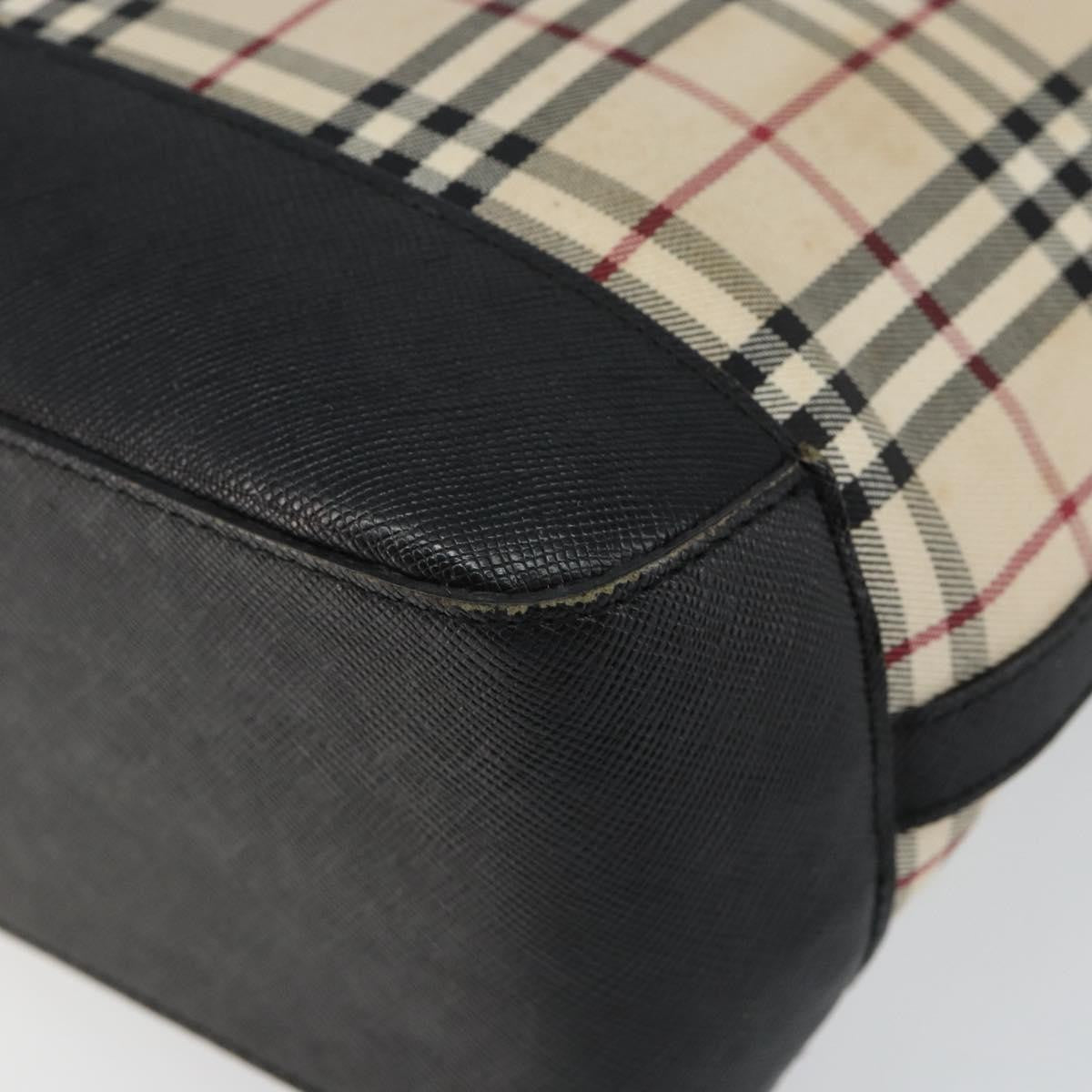 Burberry BURBERRY Nova Check Tote Bag Canvas Beige Silver Authentic BA5979