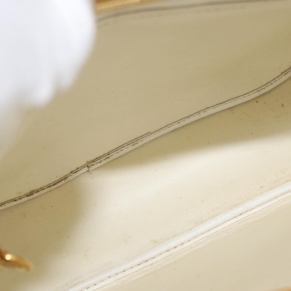 Dior Christian Dior Shoulder Bag Leather White Gold Authentic 176489