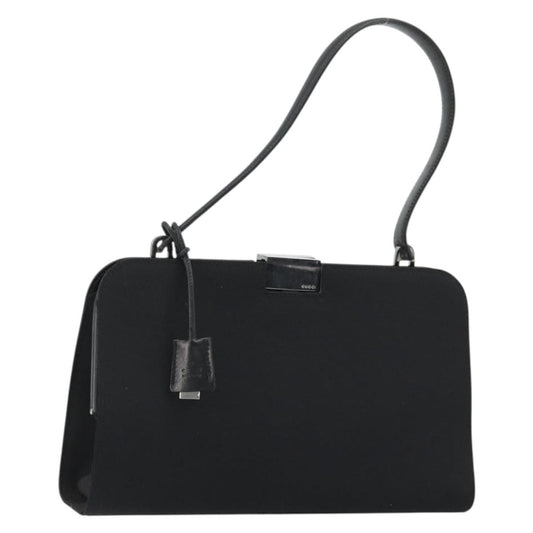 Gucci GUCCI Hand Bag Canvas Silver Black Authentic 175720