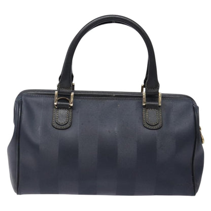 Fendi FENDI Pecan Canvas Hand Bag Navy Gold Authentic ep10858