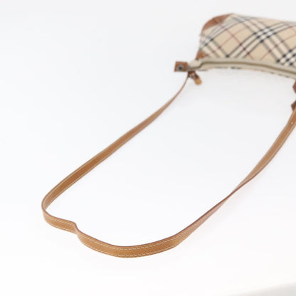 Burberry BURBERRY Nova Check Blue Label Shoulder Bag Canvas Beige Silver Authentic 179380A